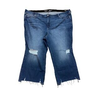 Torrid Sky High Kick Boot Super Soft Jeans Blue Distressed Raw Hem Size 30 NWT